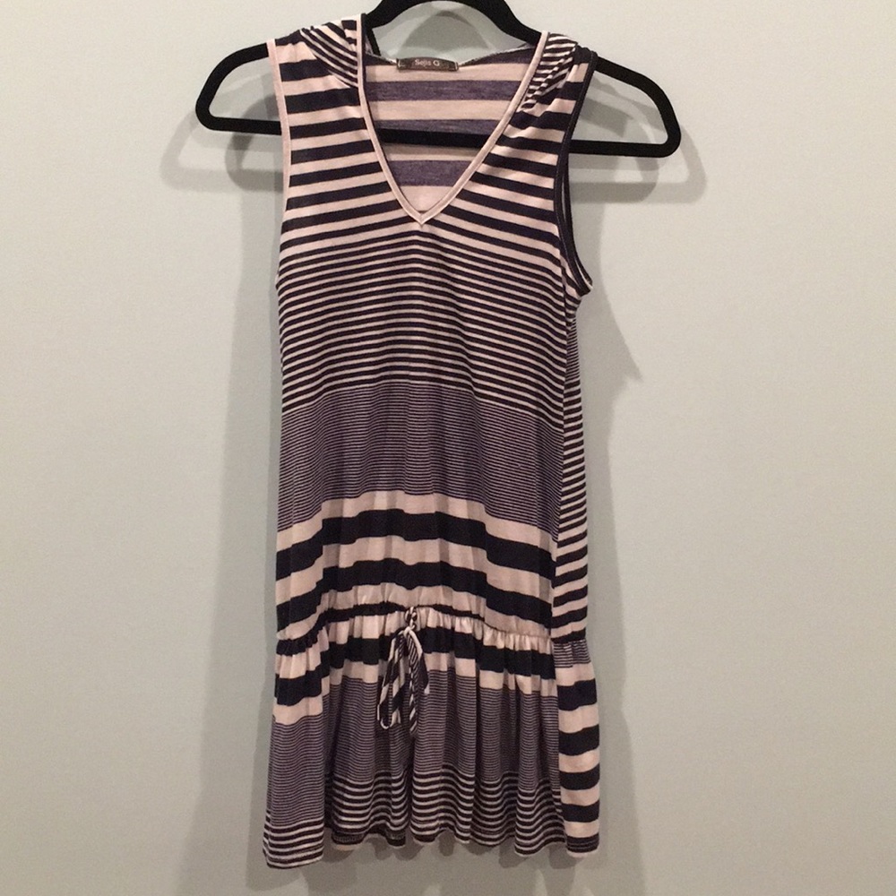 Navy and white dress